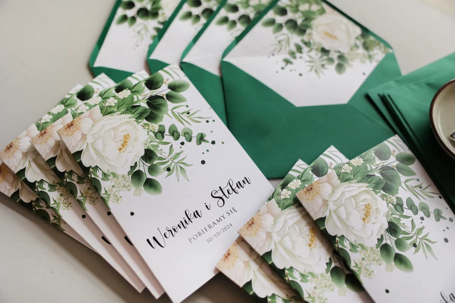 Zaproszenia ślubne botaniczne Impresja nr 11 – Eukaliptus i Białe Róże - 2