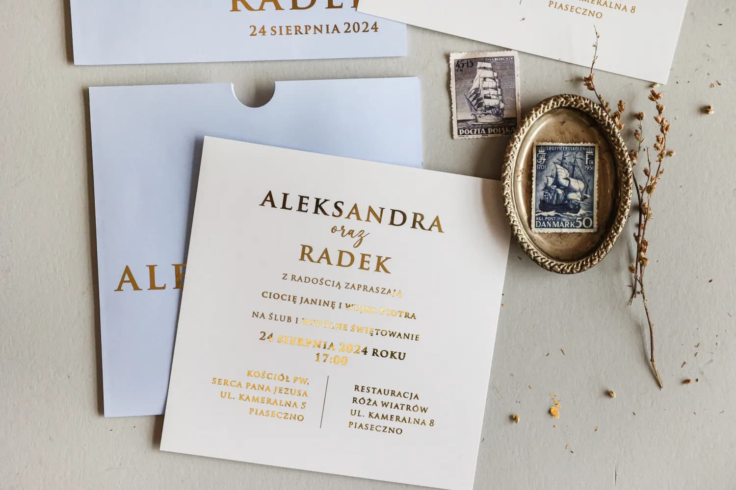 Zaproszenia Na Wesele Mokait nr 2 – Minimalistyczne ze Złoceniem - 3