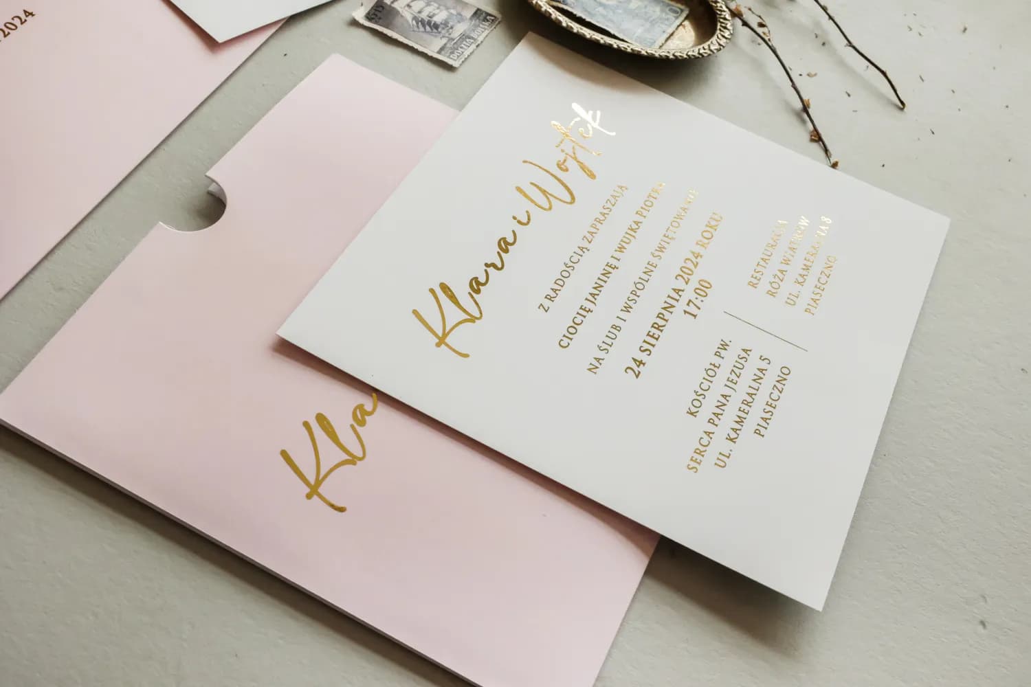 Zaproszenia Ślubne Mokait nr 5 – Pastelowe Etui i Złocenie - 2