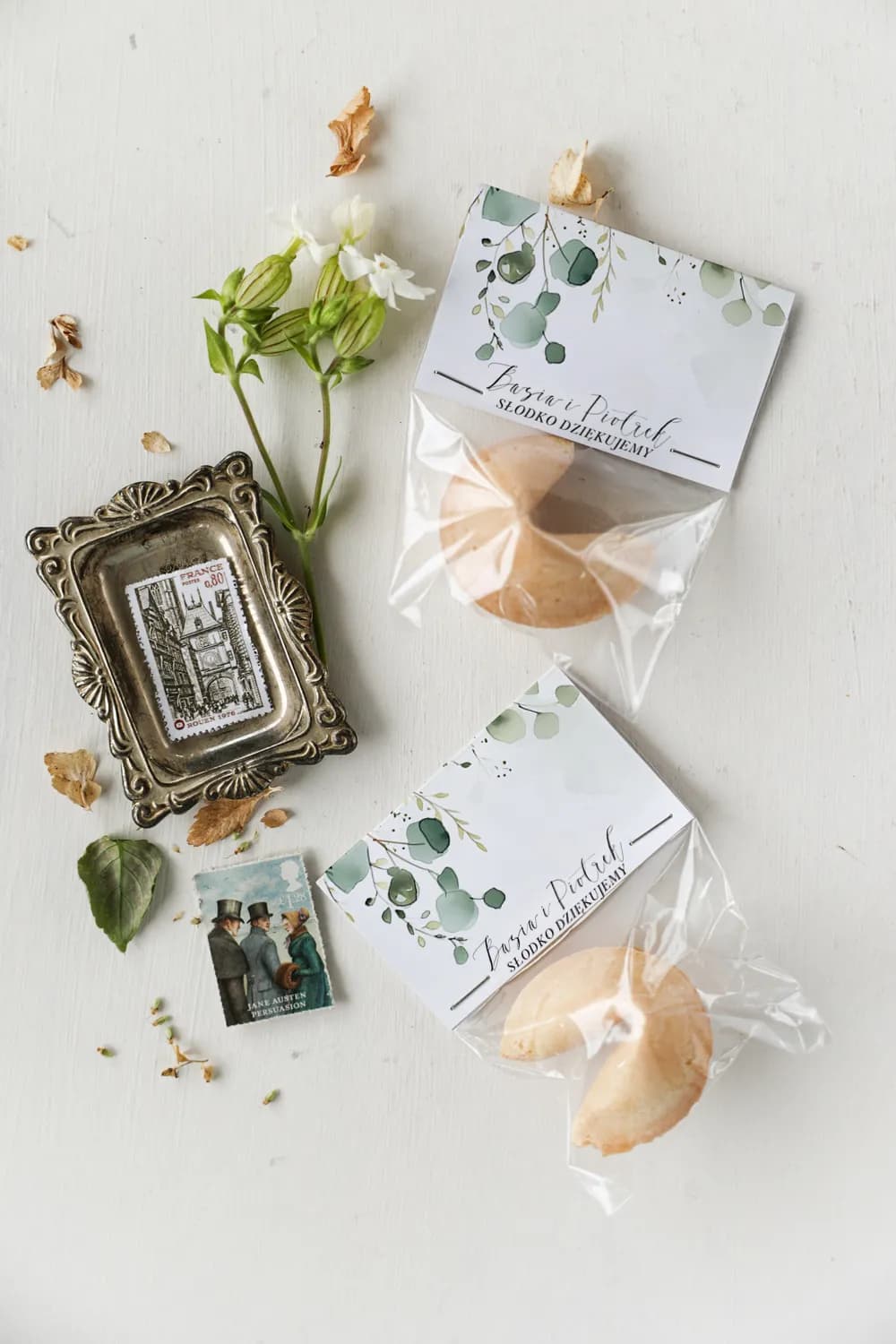 Ciasteczko z Wróżbą z Eukaliptusem Personalizowane | Podziękowania dla Gości Weselnych | Impresja nr 7
