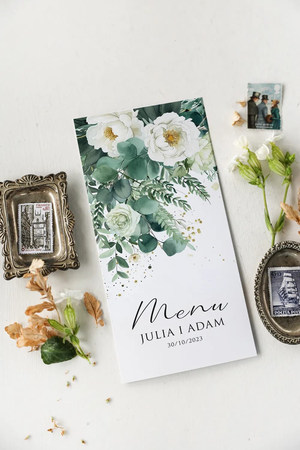 Menu Weselne Eukaliptus, Karta Dań na Stół | Eleganckie Menu na Wesele Botaniczne | Impresja nr 9