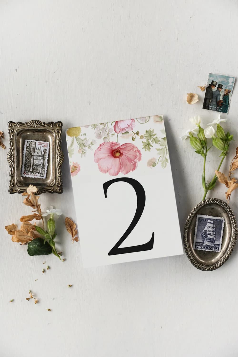 Pastelowe Numerki na Stół Stojące Kwiaty | Numery na Stoły Weselne | Impresja nr 1