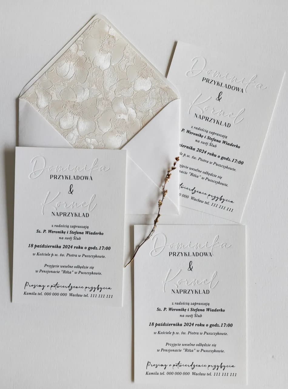 Zaproszenia Letterpress Karmen nr 4 – Tłoczone Kwiaty - 4