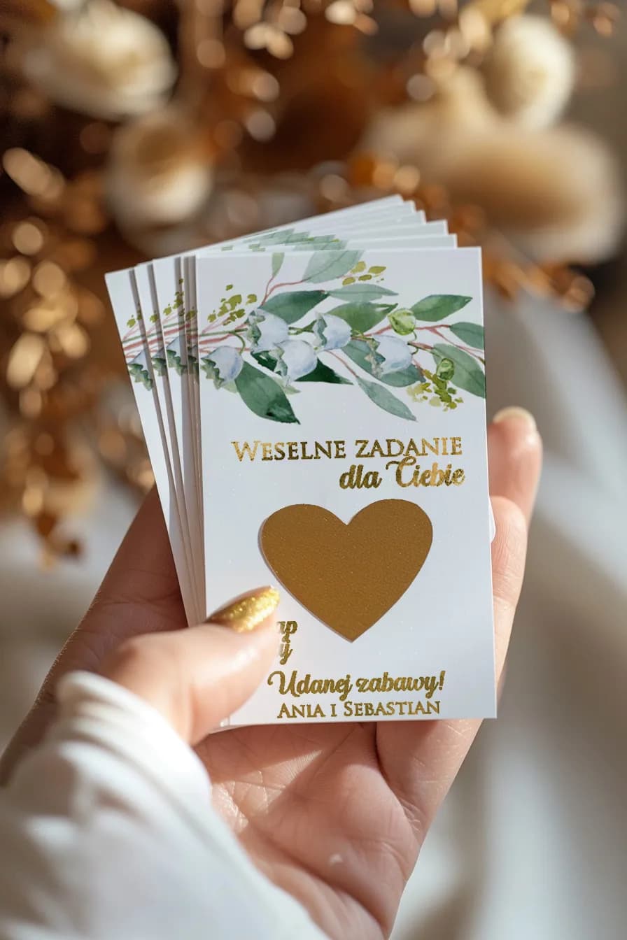 Zdrapki Ślubne Rubin nr 4 – Złocony Eukaliptus i Podziękowania dla Gości