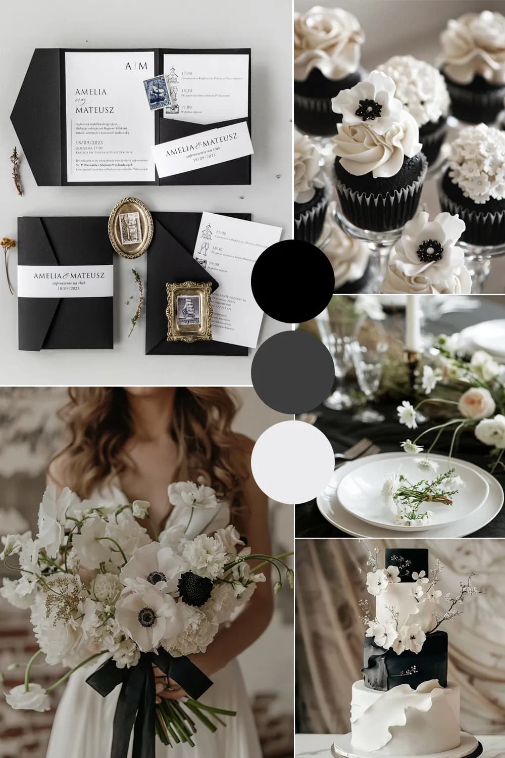 Zaproszenia Ślubne Kraft nr 8 – Czarne z Kieszonką i Owijką - 2