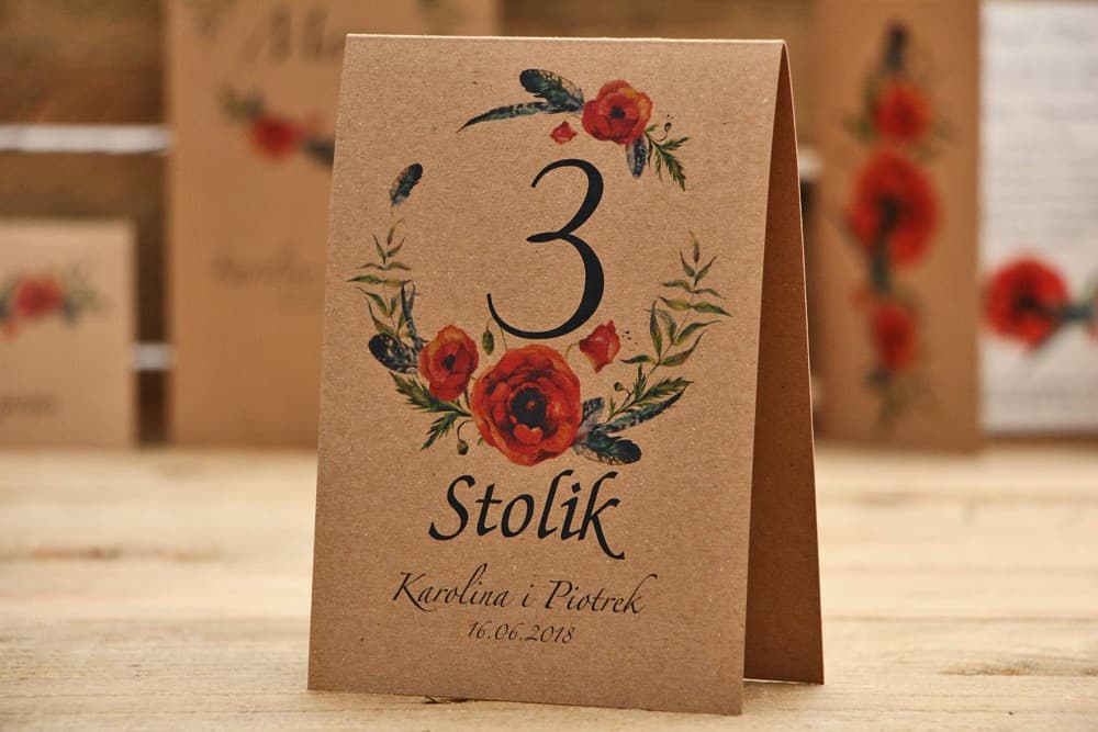 Numerki na Stół Weselny Składane Leśny Motyw Jagody | Numeracja Stołów, Oznaczenia na Wesele | Owoce Leśne nr 6