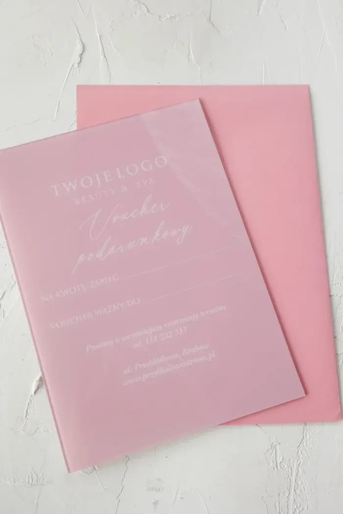 Voucher na Szkle A5, Elegancki Bon Podarunkowy z Różami dla SPA, Firm | Personalizowane Vouchery | Różany VS1