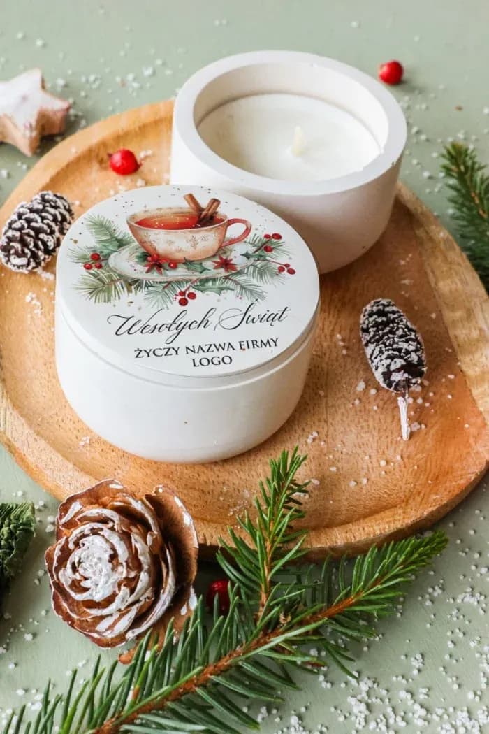 Personalizowana Świeca Sojowa z Logo, Zimowy Aromat | Świąteczne Upominki Firmowe dla Klientów | Upominki VIP | SPL4