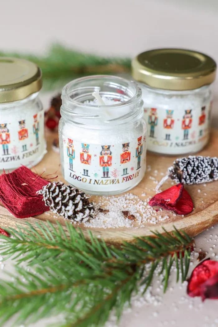 Świeczka z logo firmy, żołnierzyki | Świąteczne upominki dla kontrahentów i klientów | Żołnierzyki SG3