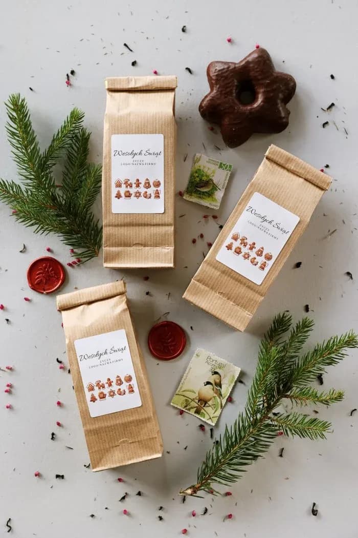 Herbata Świąteczna z Logo Firmy, Pierniki | Upominki dla Klientów i Pracowników | Upominki reklamowe T27