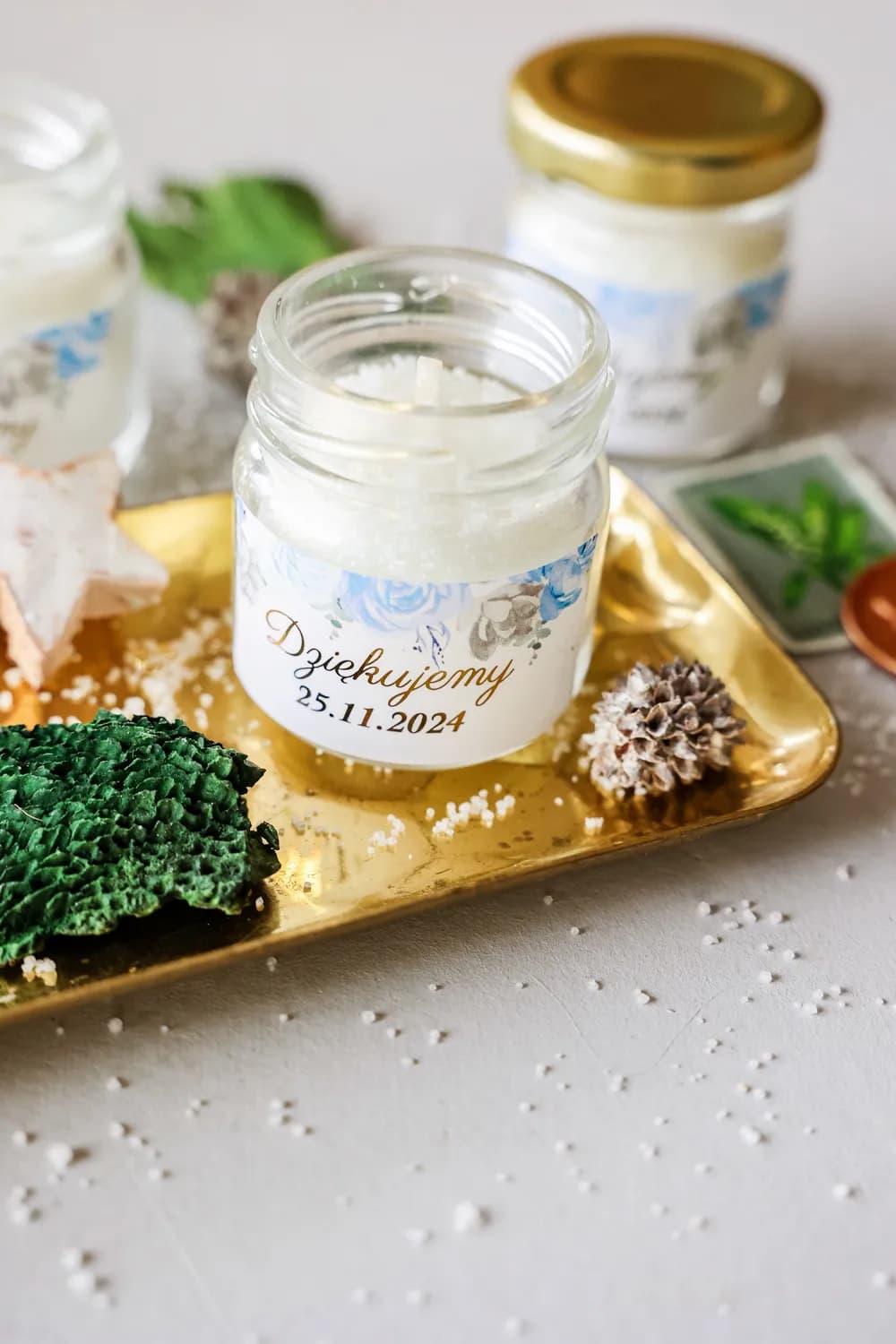 Świeczka Sojowa Rubin nr 12 – Niebieskie Róże i Podziękowanie dla Gości