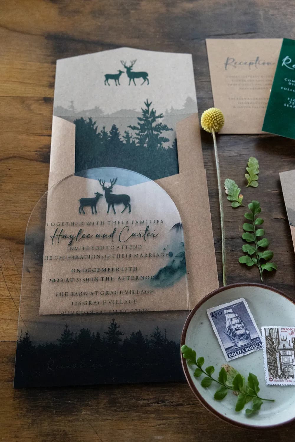 Zaproszenia ślubne Kraft PR1 – Leśny Motyw na Pleksi - 6