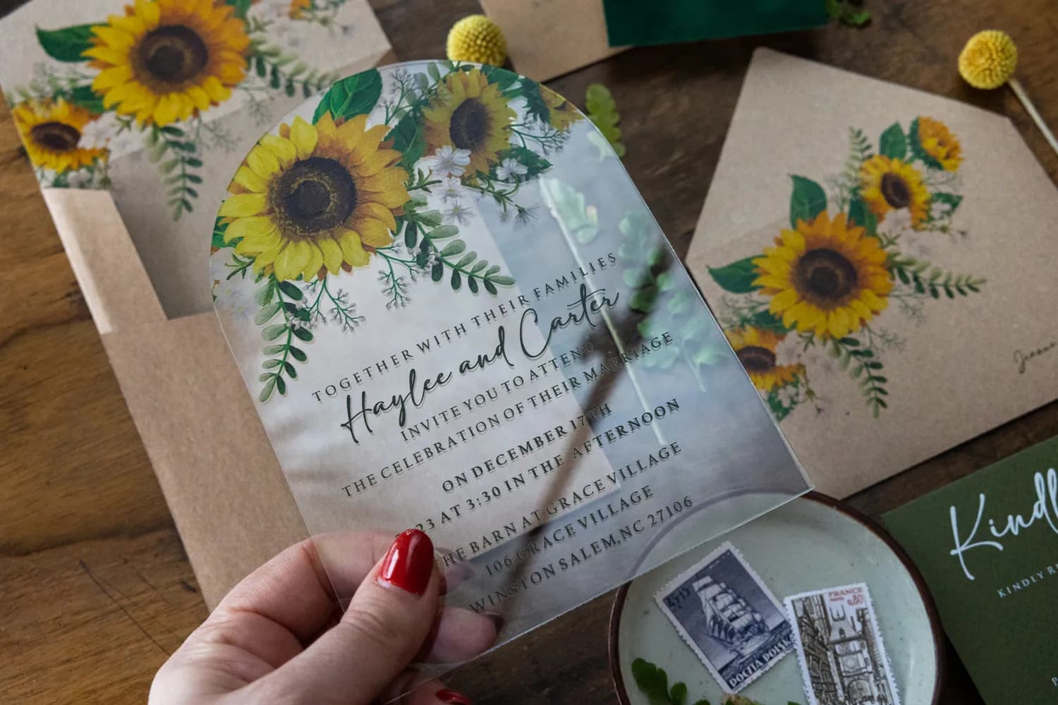 Zaproszenia na Wesele na Pleksi PR2 – Rustykalny Motyw Słoneczników - 4