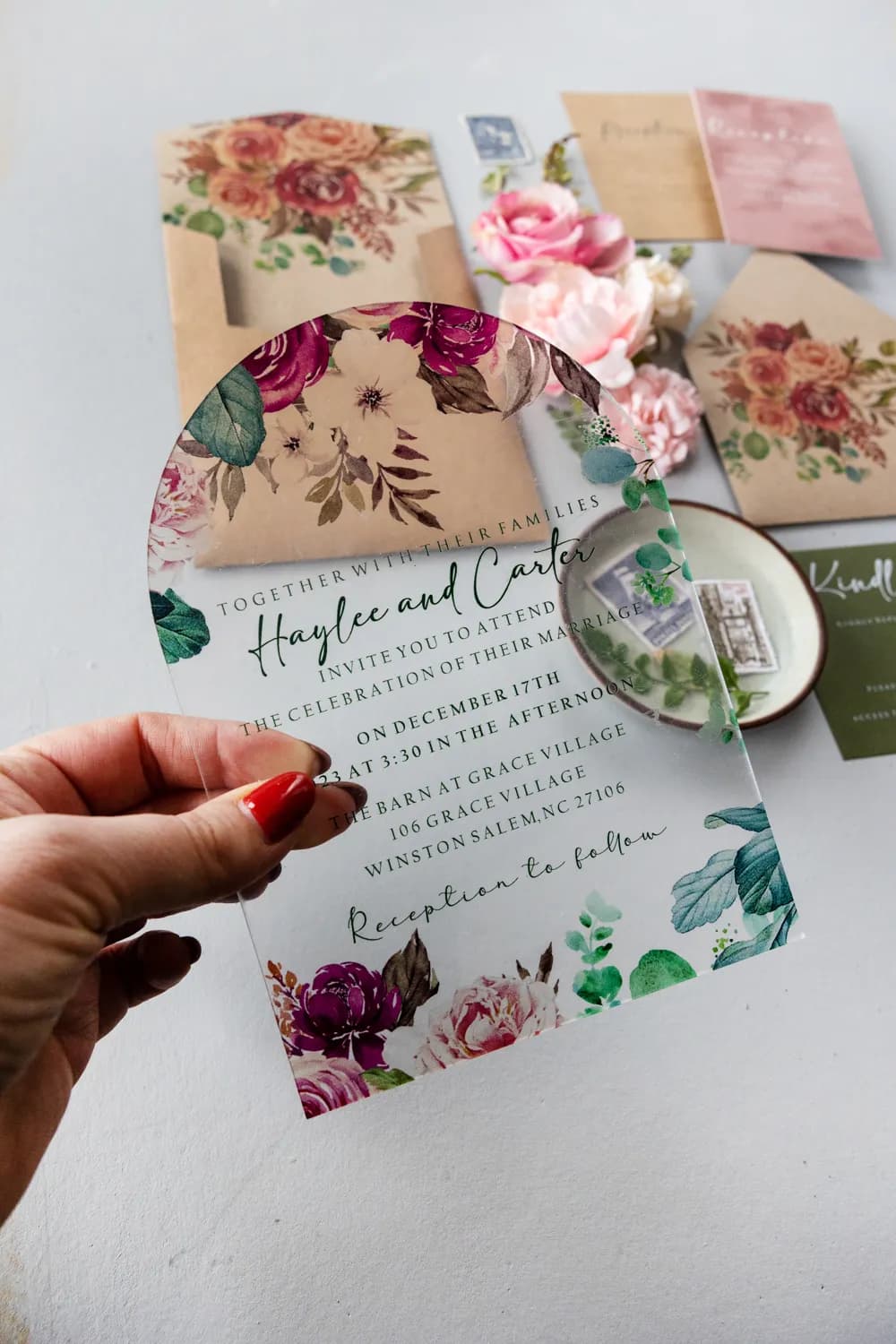 Zaproszenia Weselne Kraft PR5 – Nowoczesna Pleksi w Stylu Vintage