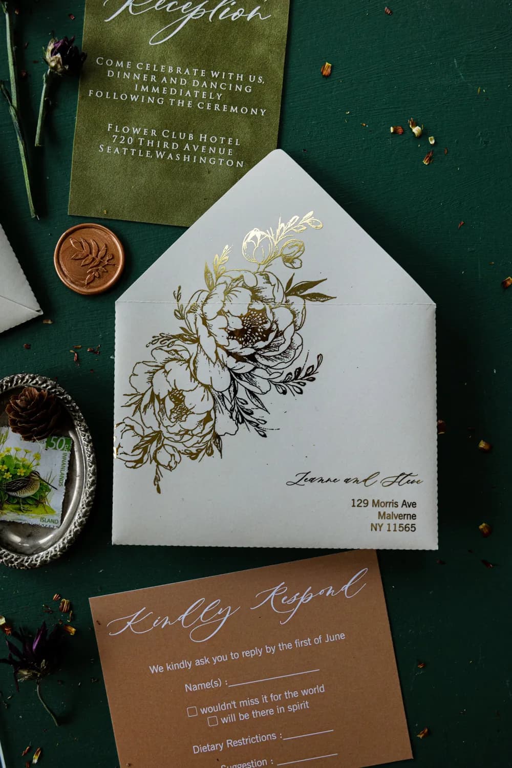 Zaproszenia na Wesele Fresco nr 4 – Szklany Łuk z Zielonym Welurem - 4