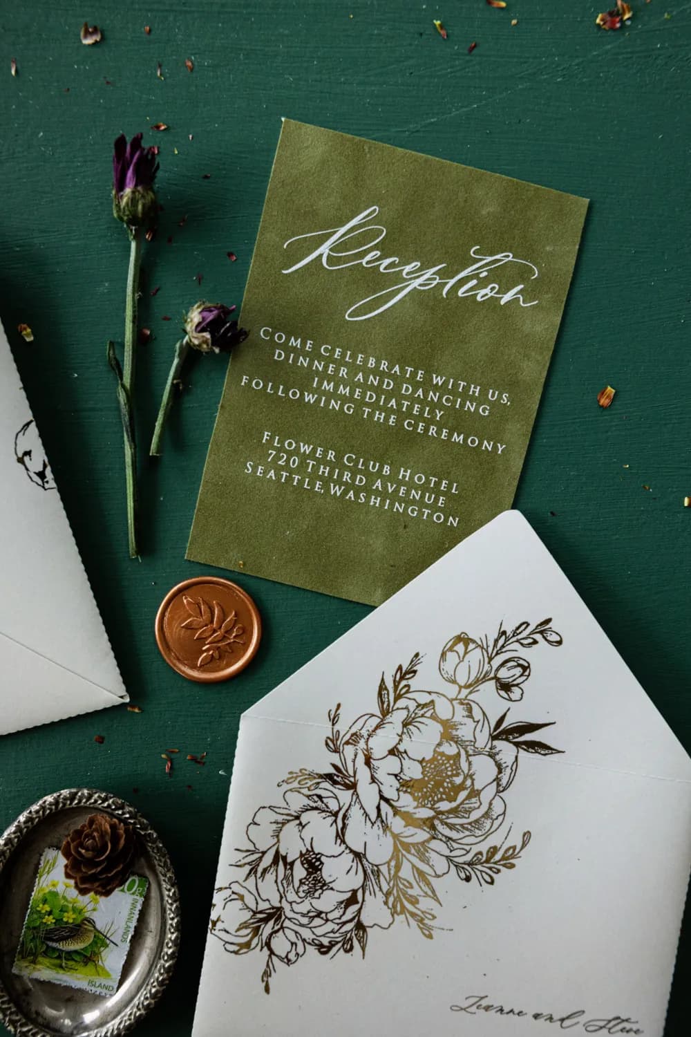 Zaproszenia na Wesele Fresco nr 4 – Szklany Łuk z Zielonym Welurem - 5