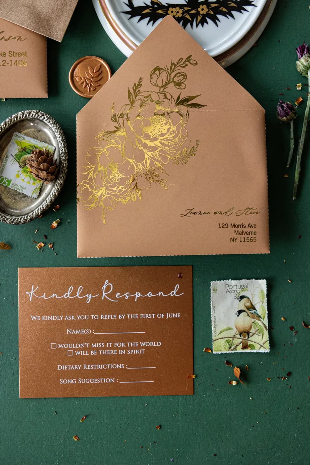 Zaproszenia Weselne na Pleksi Fresco nr 6 – Złocony Łuk w Stylu Retro - 4