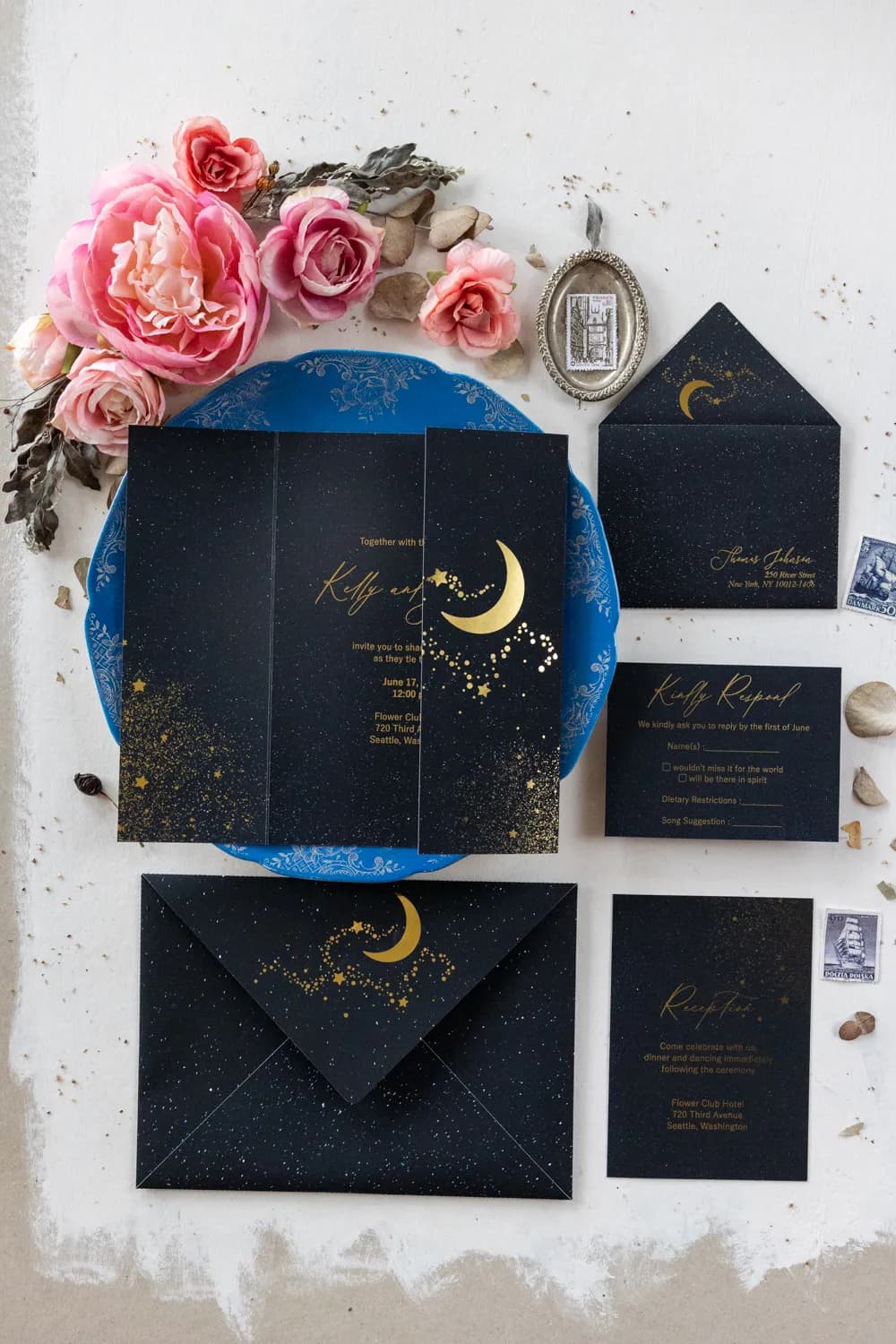 Zaproszenia na Wesele Gwiezdna Noc PR12 – Styl Glamour z Motywem Kosmosu