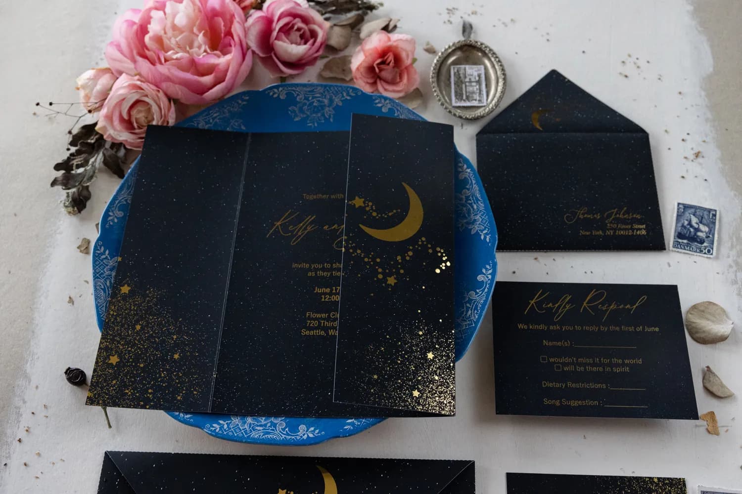 Zaproszenia na Wesele Gwiezdna Noc PR12 – Styl Glamour z Motywem Kosmosu - 2