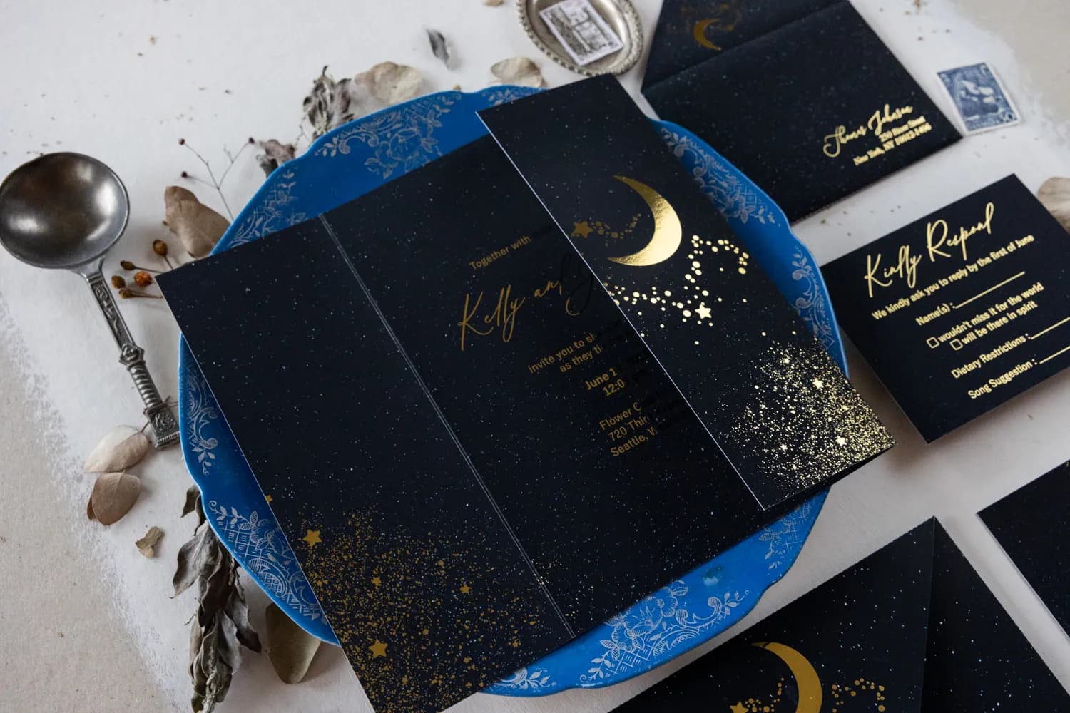 Zaproszenia na Wesele Gwiezdna Noc PR12 – Styl Glamour z Motywem Kosmosu - 4