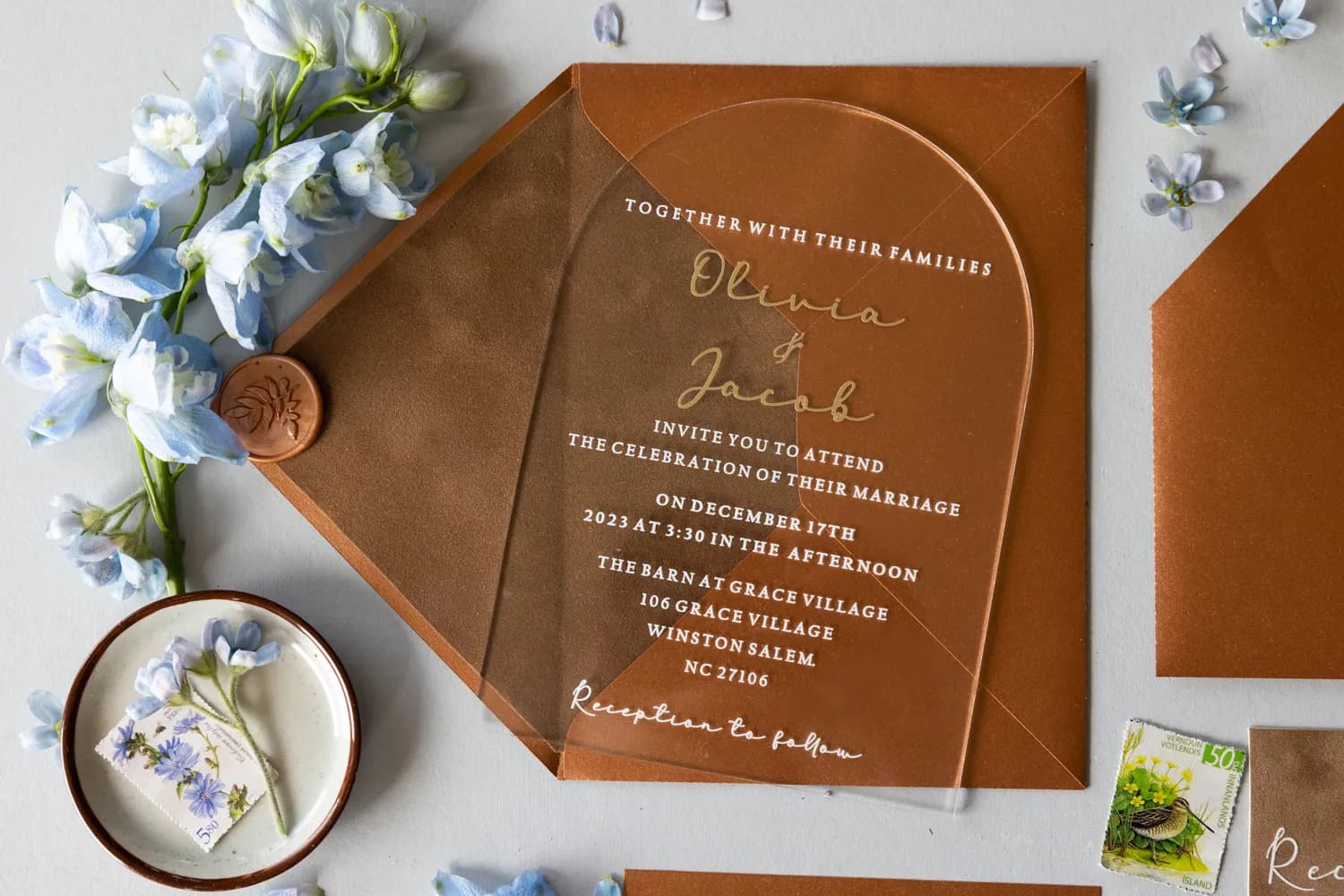 Zaproszenia na Wesele PR15 – Transparentne Karty w Kształcie Łuku