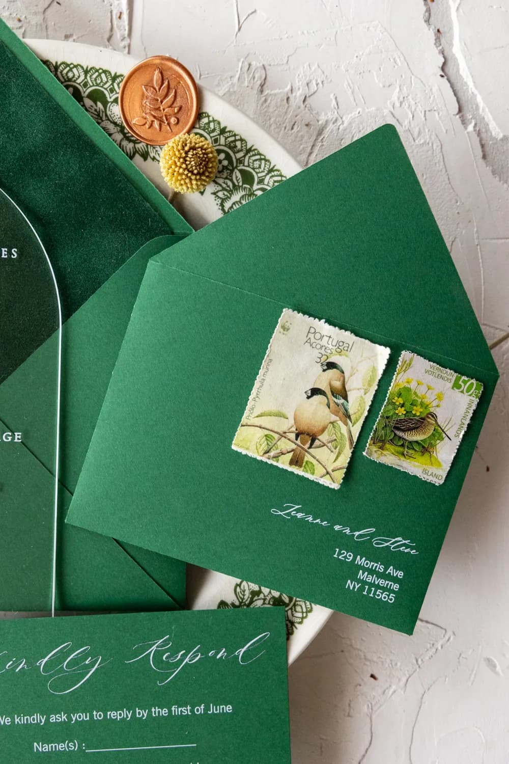 Zaproszenia Weselne PR nr 21 – Przezroczysty Łuk z Zielonym Welurem - 4