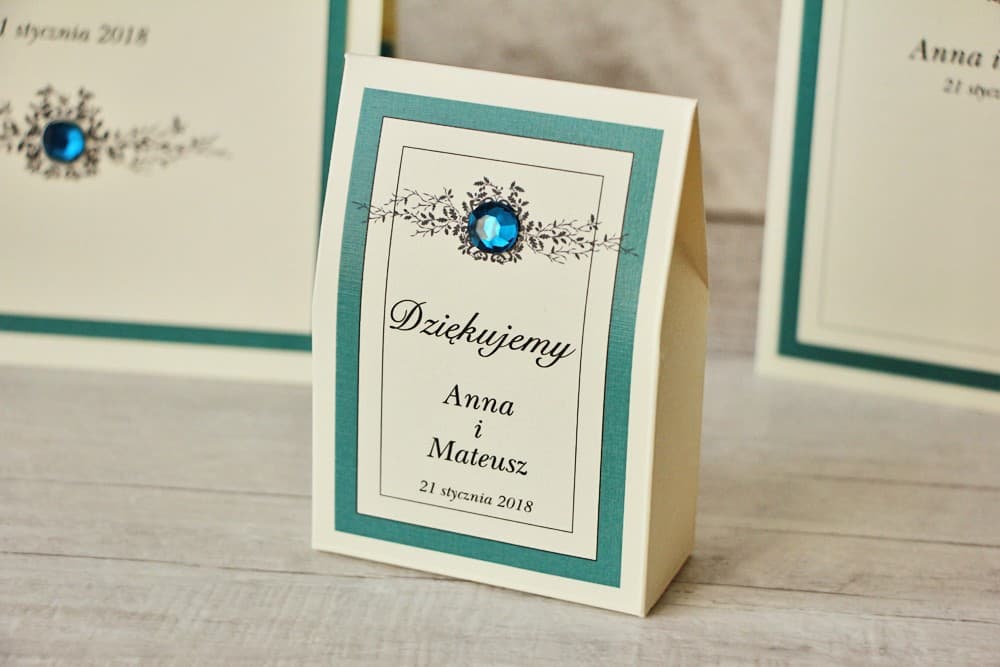Eleganckie Pudełeczka z Koronką i Cyrkonią, Personalizowane | Podziękowania dla Gości Weselnych | Pudełeczko Z Koronką nr 5
