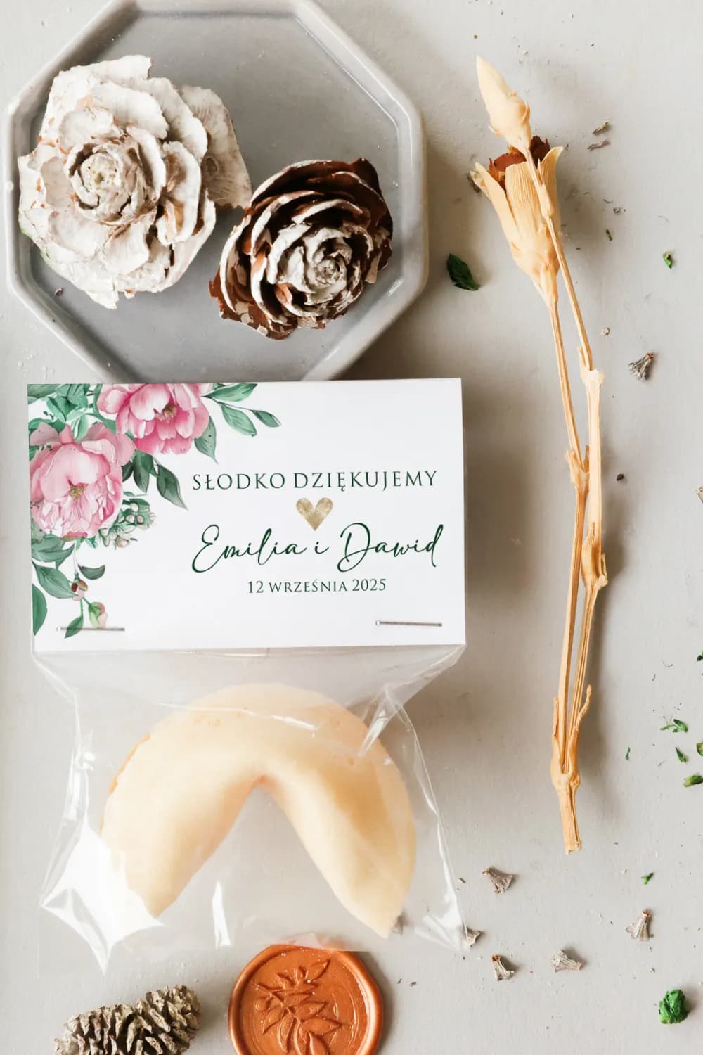 Ciasteczko z Wróżbą Kwiatowe z Personalizacją | Podziękowania dla Gości Weselnych | Cejla nr 4