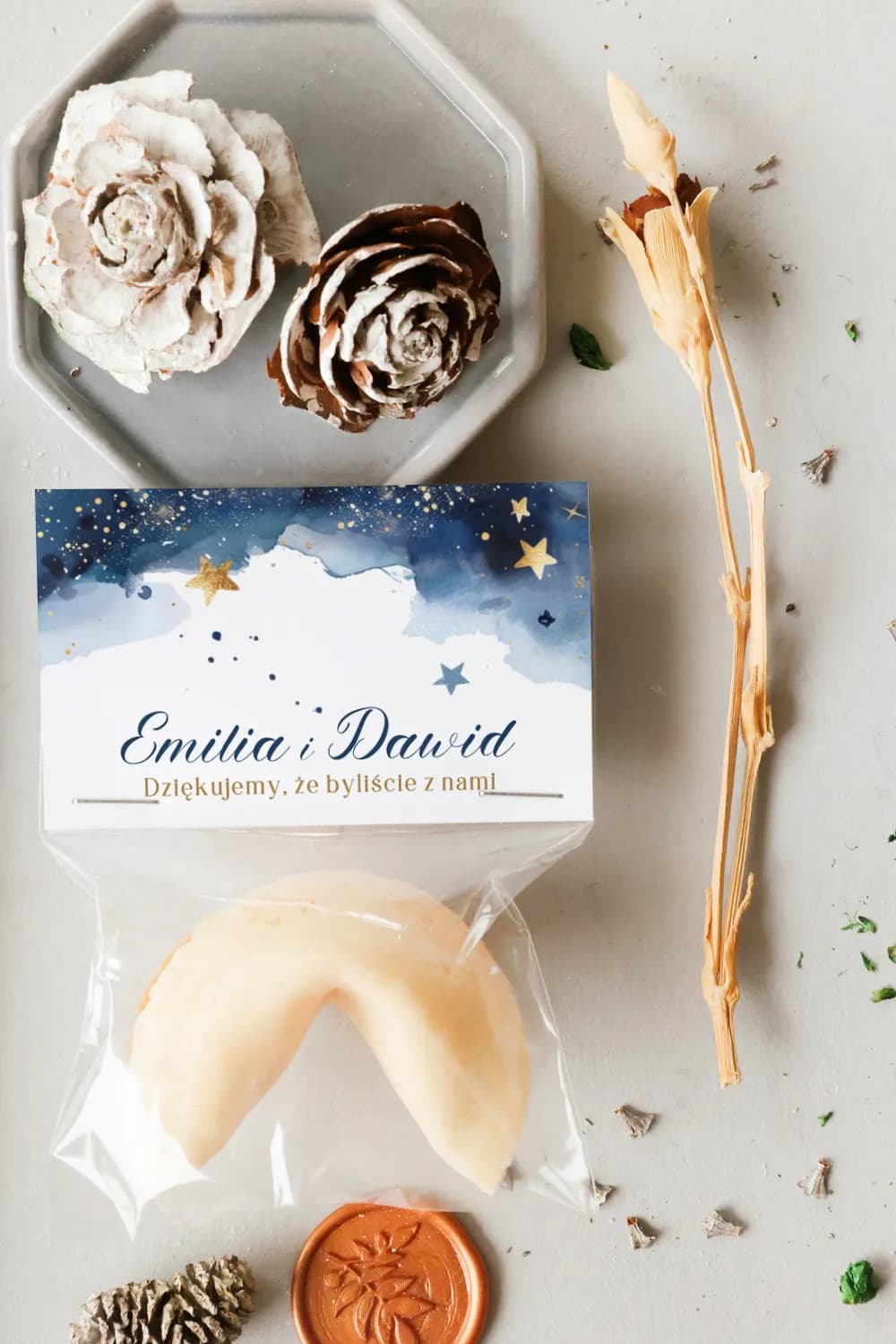 Ciasteczka z Wróżbą Granatowe Złocone | Oryginalne Podziękowania dla Gości Weselnych | Cejla nr 11