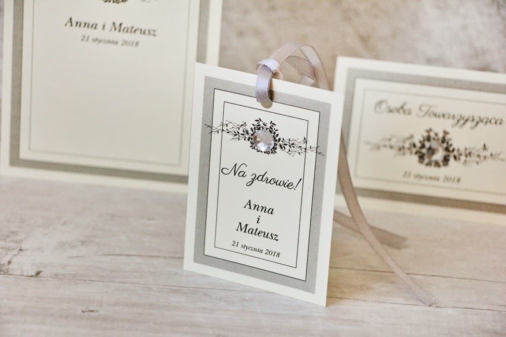 Zawieszki na wódkę z koronką i cyrkonią, glamour | Eleganckie zawieszki na alkohol weselny | Z Koronką nr 7