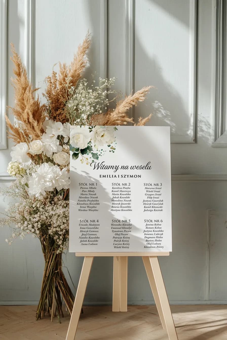 Plan stołów weselnych z białymi kwiatami – Ruskus nr 5