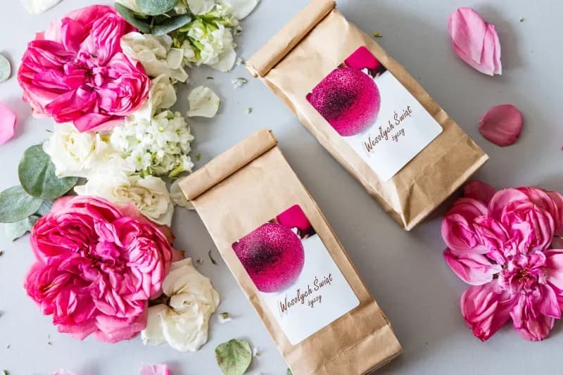 Ekologiczna Herbata Świąteczna Glamour Różowa | Personalizowana Herbata Firmowa z Logo Kraft | T2