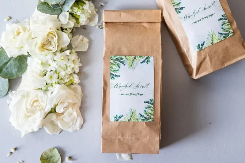 Herbata Świąteczna z Logo Firmy Eco Kraft Zimowa z Igliwiem dla Klientów i Zespołu | Herbata Personalizowana Firmowa | T5