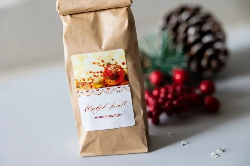 Aromatyczna Herbata Świąteczna z logo firmy, migdałami i pomarańczą | Upominki firmowe na Boże Narodzenie | T11