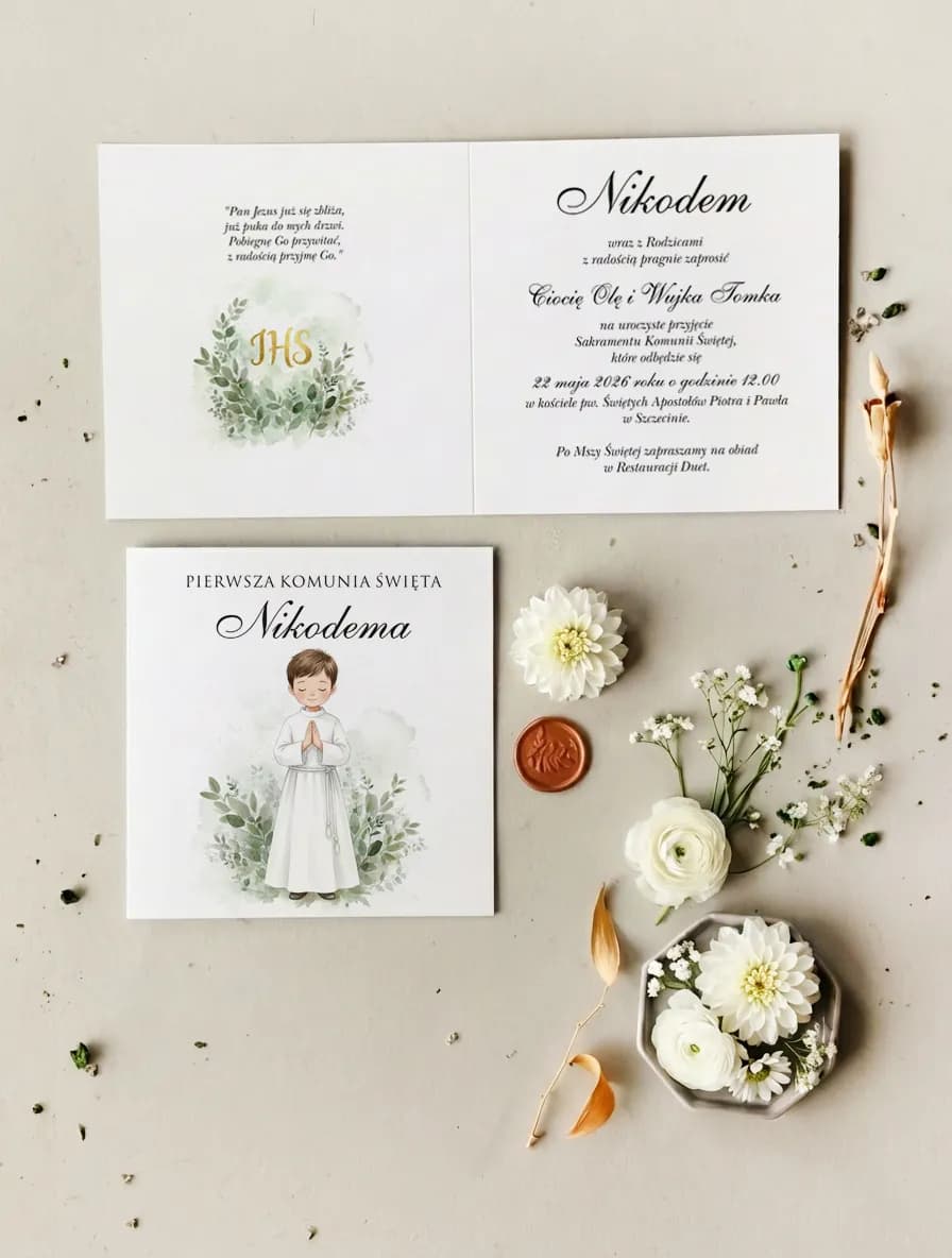 Zaproszenia komunijne dla chłopca w albie – Matylda nr 23