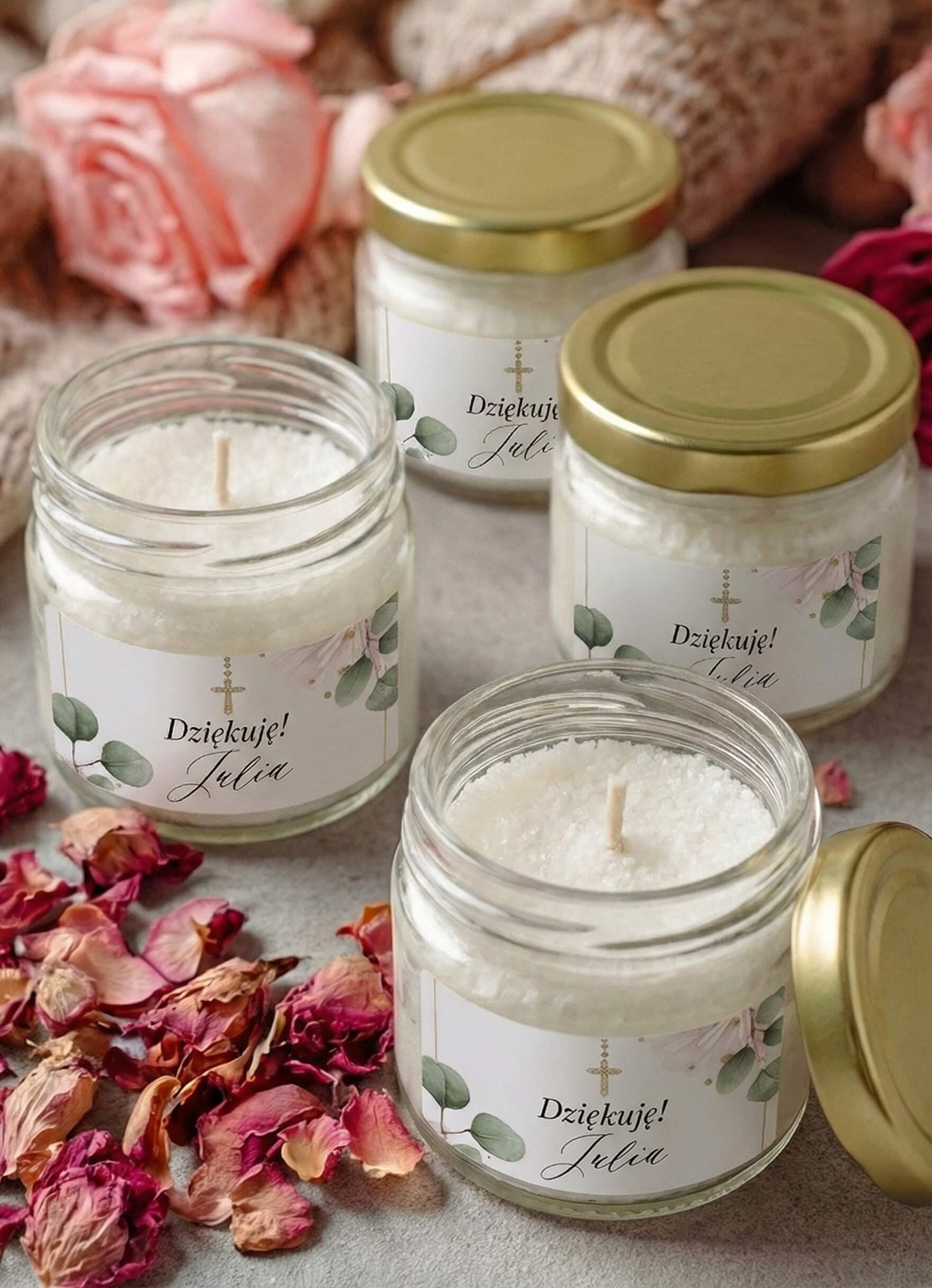 Świeczka Sojowa Matylda nr 8 – Różowe Kwiaty i Podziękowanie Komunijne