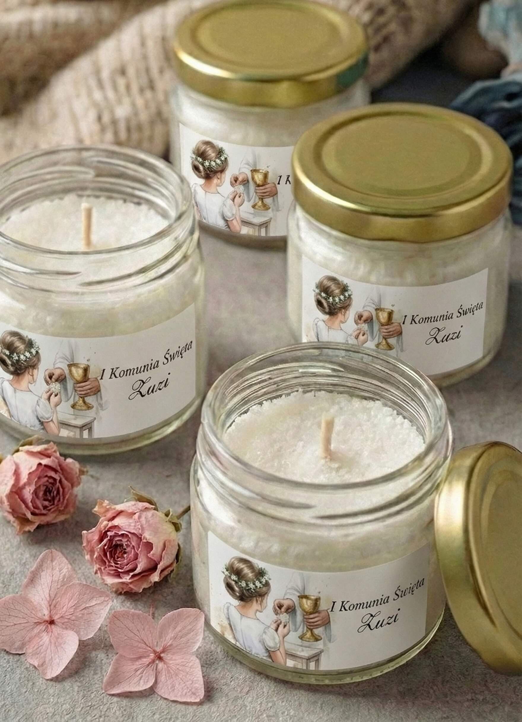 Świeczka Sojowa Matylda nr 21 – Dziewczynka przy Komunii i Podziękowanie dla Gości
