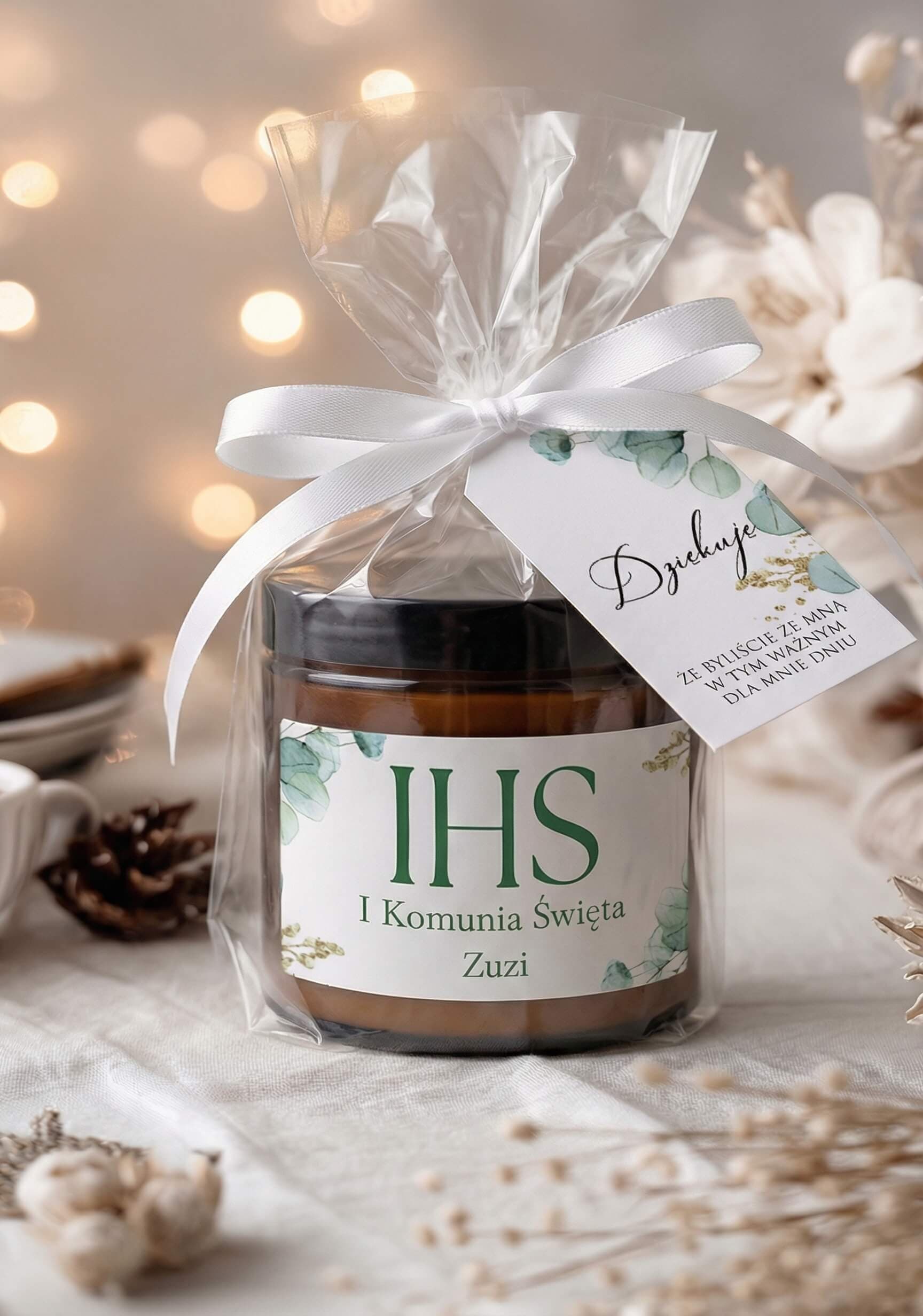 Świeczka Sojowa Lukrecja nr 6 – Greenery z IHS i Podziękowanie Komunijne