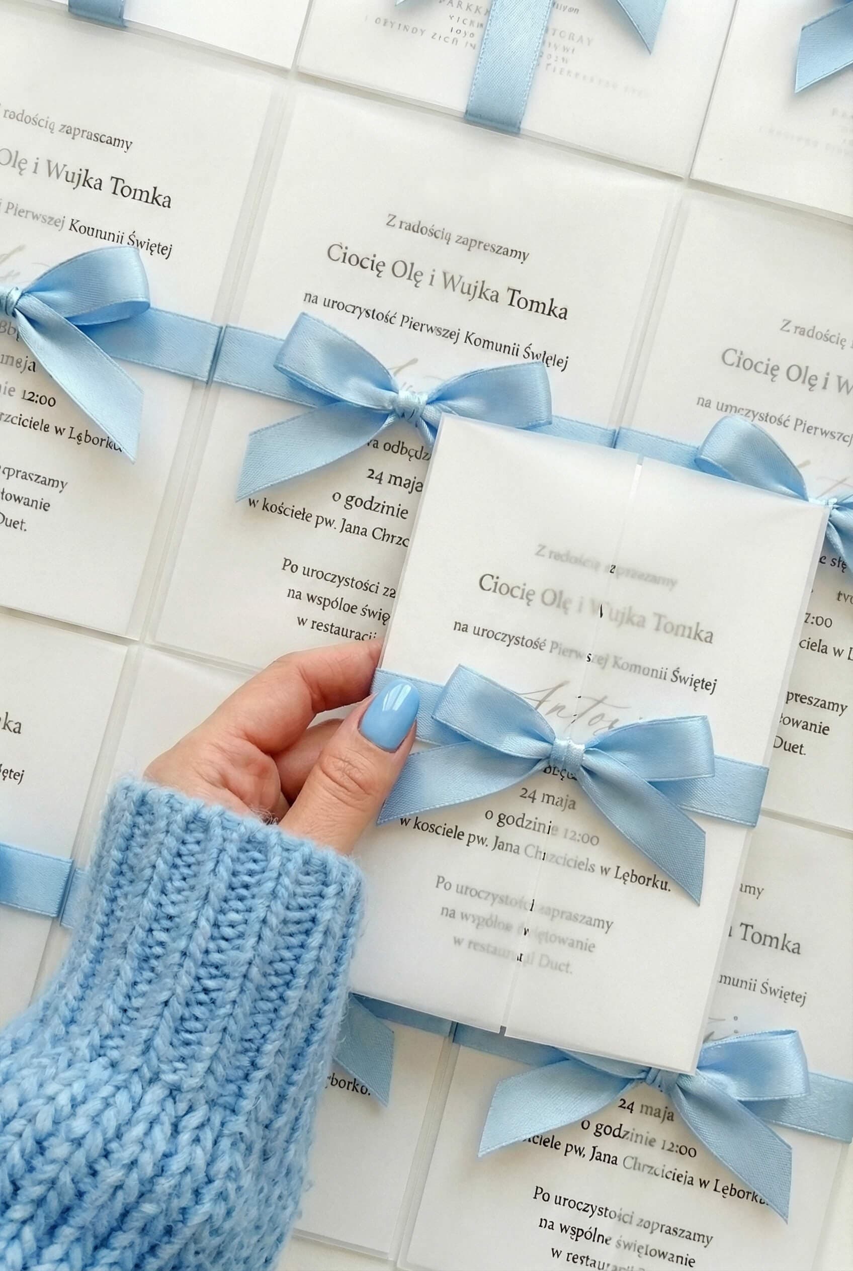 Zaproszenia Komunijne Ofelia nr 1 – Kalka i Błękitna Wstążka