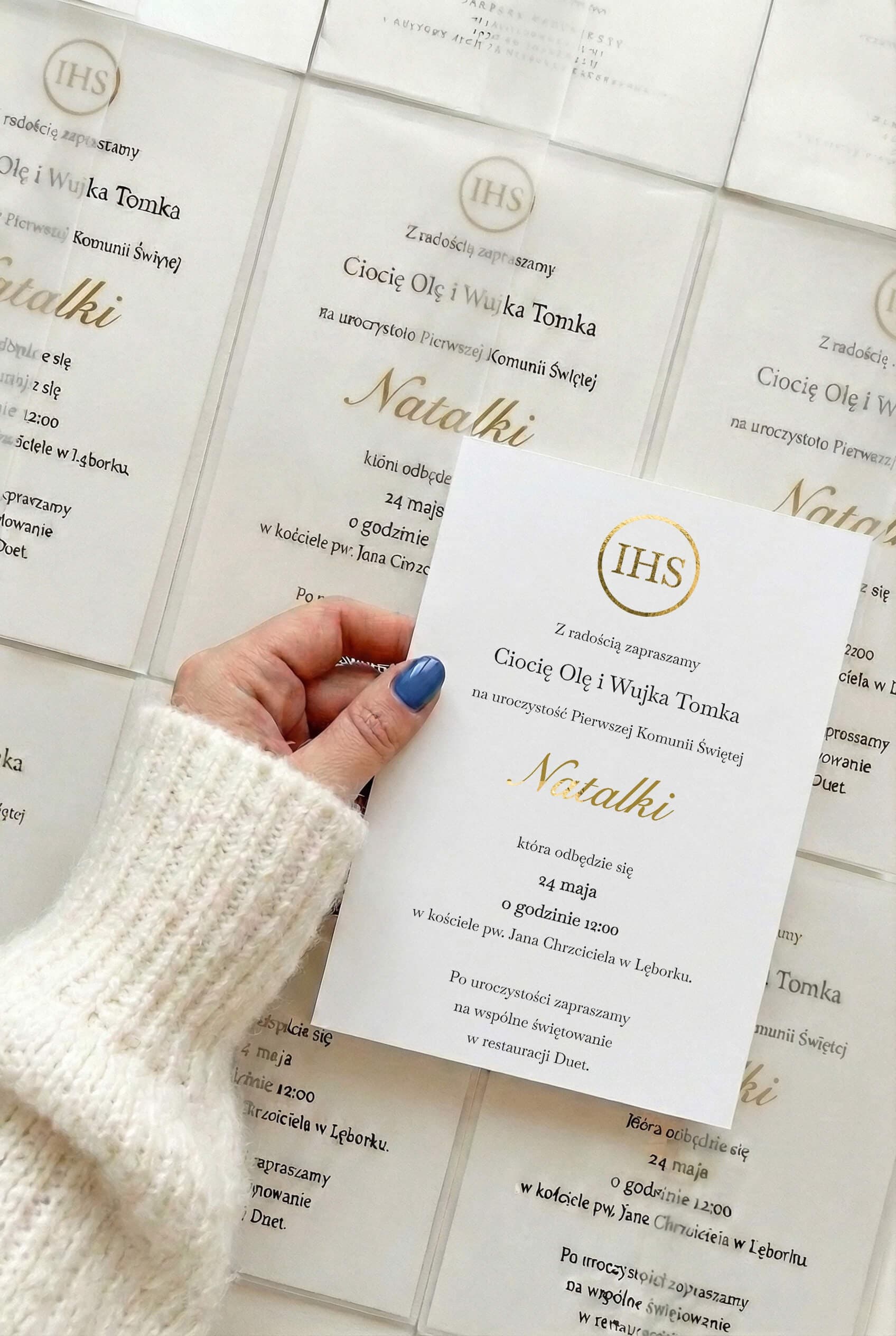 Zaproszenia Komunijne Ofelia nr 3 – Złocenie IHS i Kalka