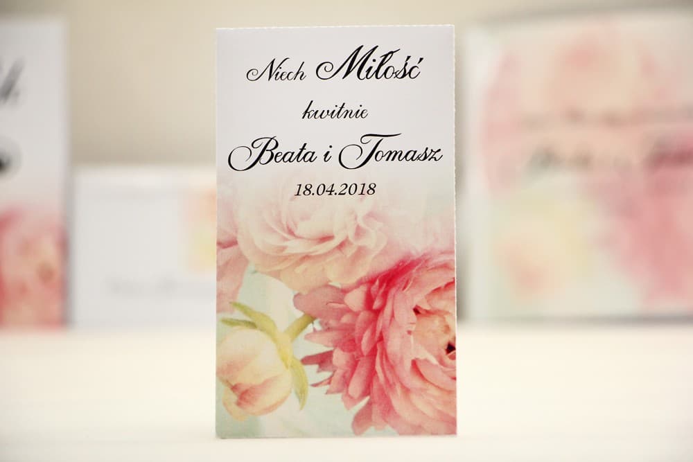 Nasionka Niezapominajki z Piwoniami w Podziękowaniu | Personalizowane Upominki dla Gości Weselnych | Elegant nr 4