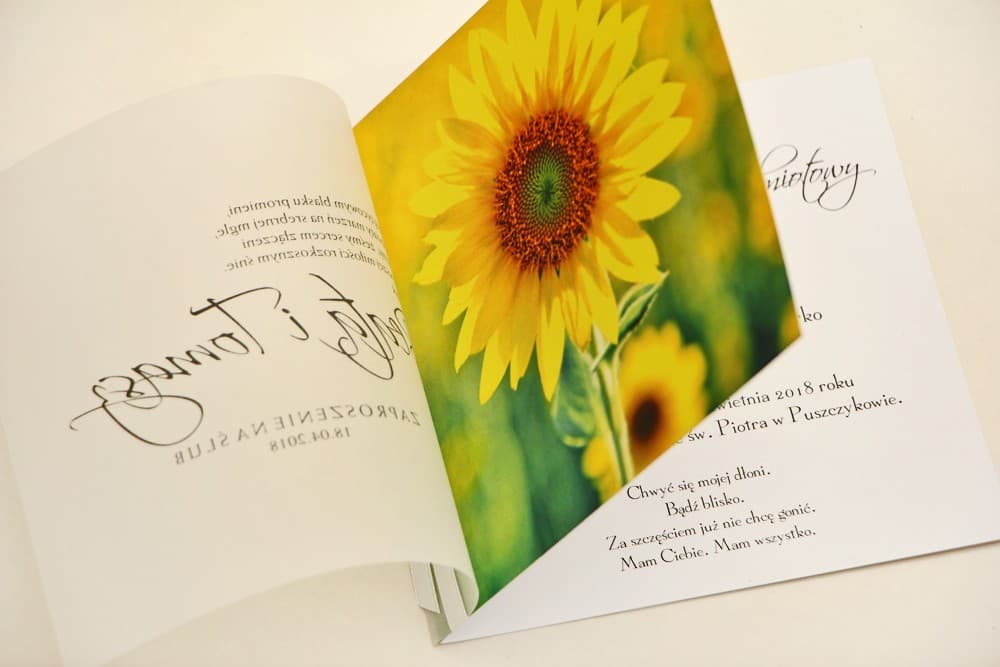Zaproszenia ślubne z kalką i słonecznikami w eleganckim stylu rustykalnym – Elegant nr 8 - 3