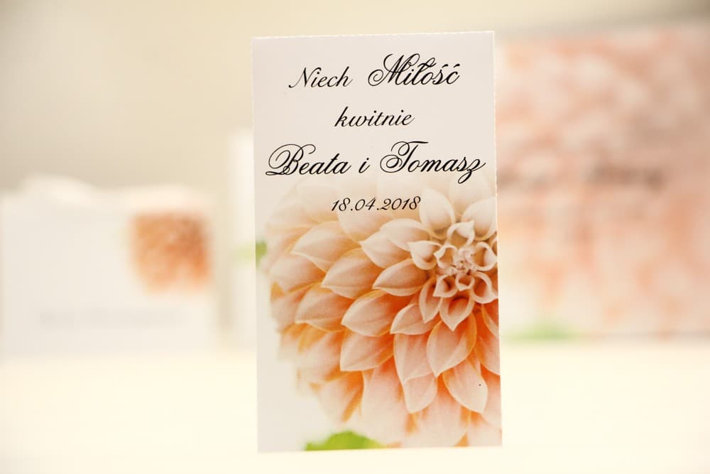 Nasiona Niezapominajki w Torebce z Grafiką Dalii, Eko Upominek | Podziękowania dla Gości Weselnych | Elegant nr 9