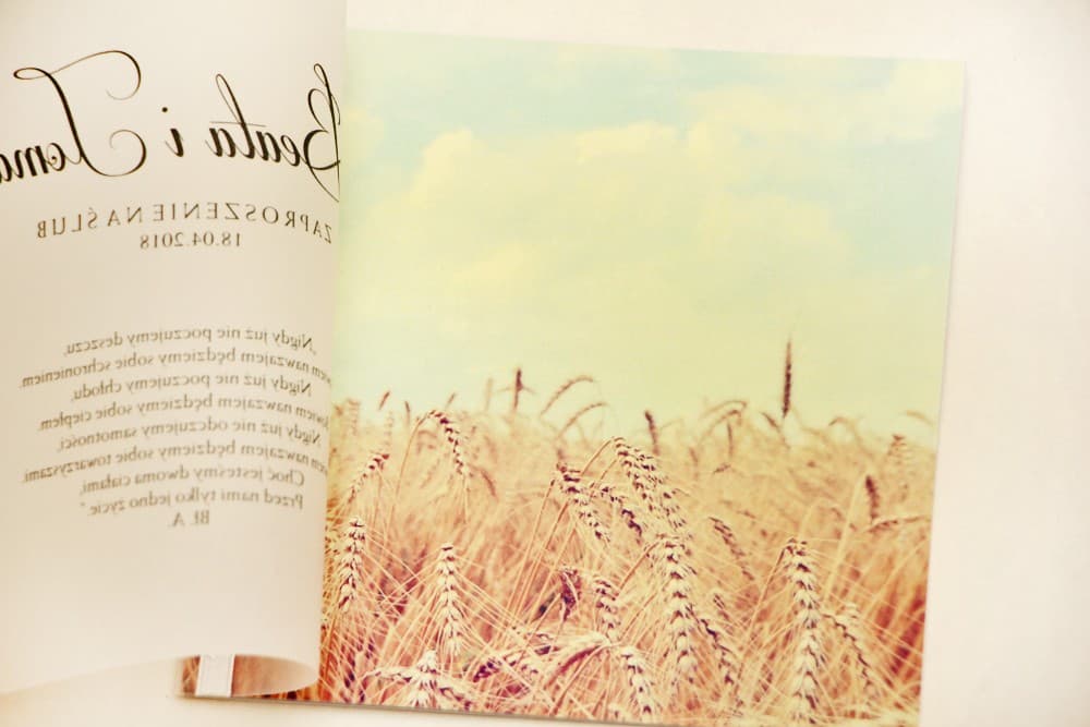 Zaproszenia ślubne w stylu boho z kalką i kłosami pszenicy – Elegant nr 25 - 2