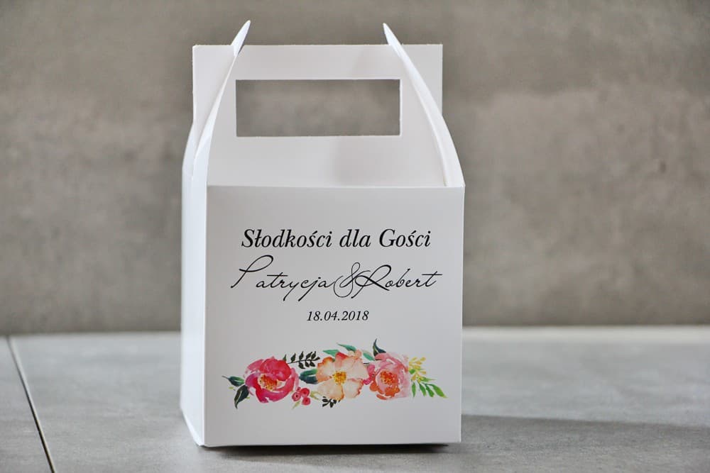 Pudełko na Ciasto Weselne z Personalizacją i Motywem Piwonii | Eleganckie Opakowania na Słodkości dla Gości | Pistacjowe nr 3