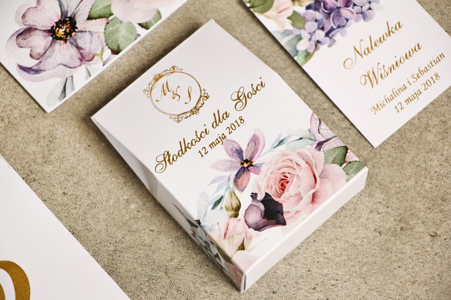 Pudełeczka z karmelkami i złoceniem | Podziękowania dla gości weselnych | Sorento nr 2