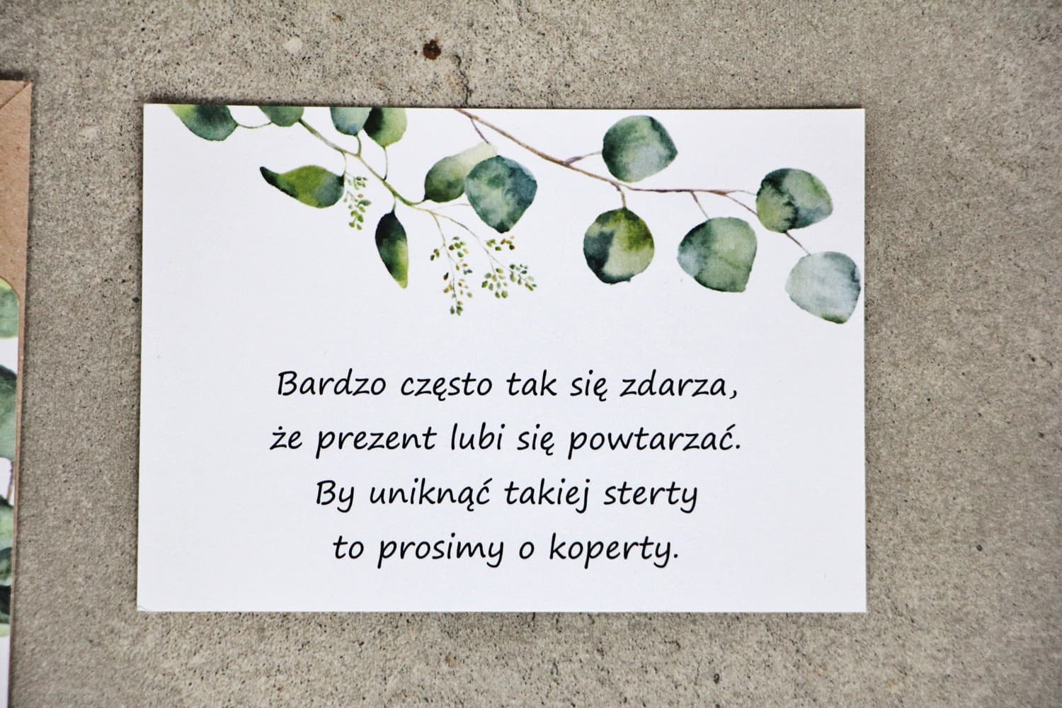 Bileciki do Zaproszeń Eukaliptus | Wkładki Informacyjne RSVP, Wierszyki | Sorento nr 9