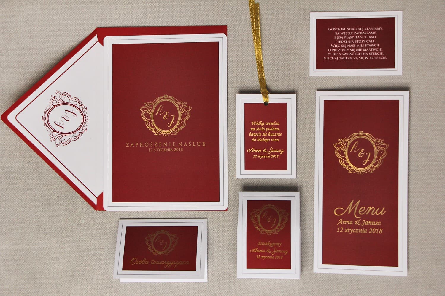 Próbki Zaproszeń Ślubnych Czerwone Kwiaty | Zestaw Papeterii z Bonem 10 zł | Sonata nr 3