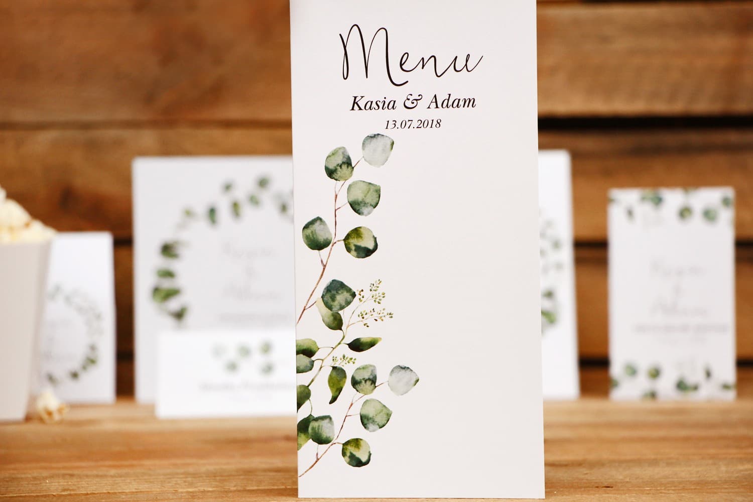 Menu Weselne Składane Greenery Eukaliptus | Elegancka Karta Menu na Stół Weselny | Kalia nr 2