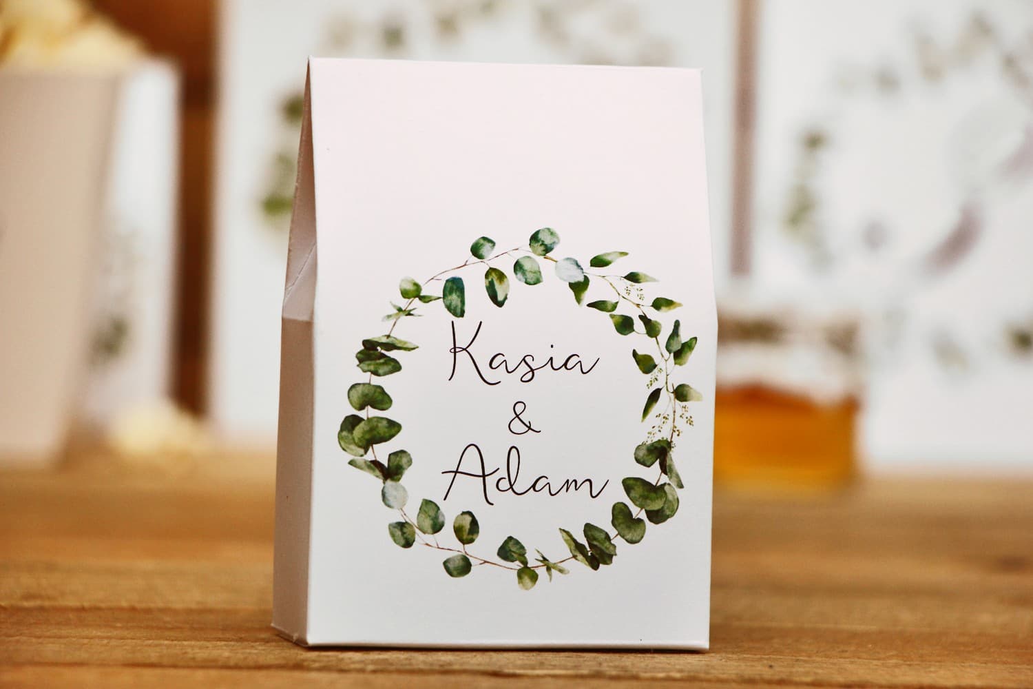 Pudełeczka Podziękowania dla Gości z Eukaliptusem | Upominki Weselne Greenery | Kalia nr 2